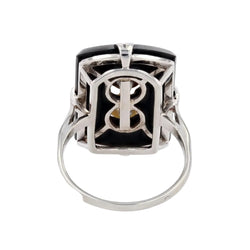 Bague onyx et ses perles de culture grise et dorée - Castafiore