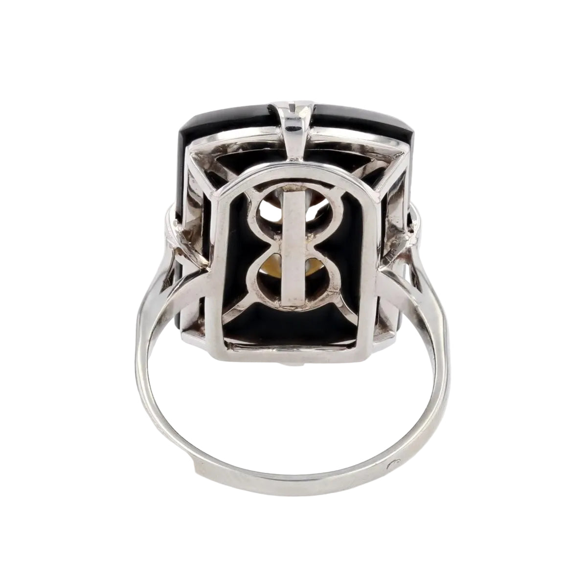 Bague onyx et ses perles de culture grise et dorée - Castafiore