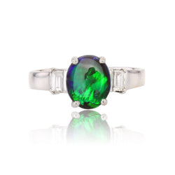 Bague OPAL Noire et diamants en or blanc - Castafiore