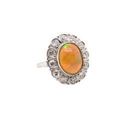 Bague opale et diamants en or 18k - Castafiore
