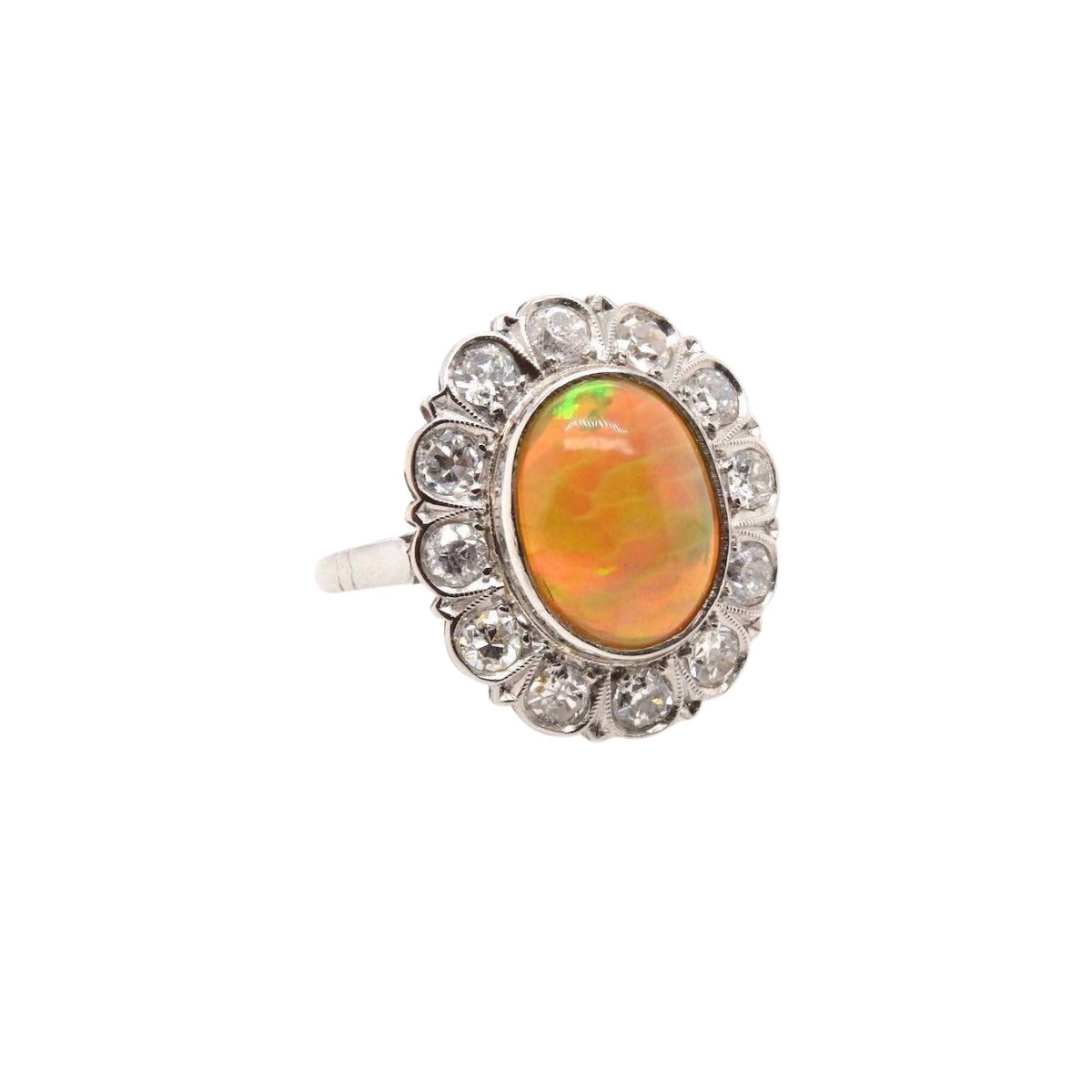 Bague opale et diamants en or 18k - Castafiore