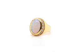 Bague opale et diamants en or jaune 18k - Castafiore