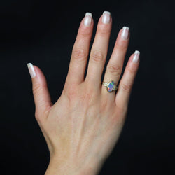 Bague opale et diamants or jaune - Castafiore