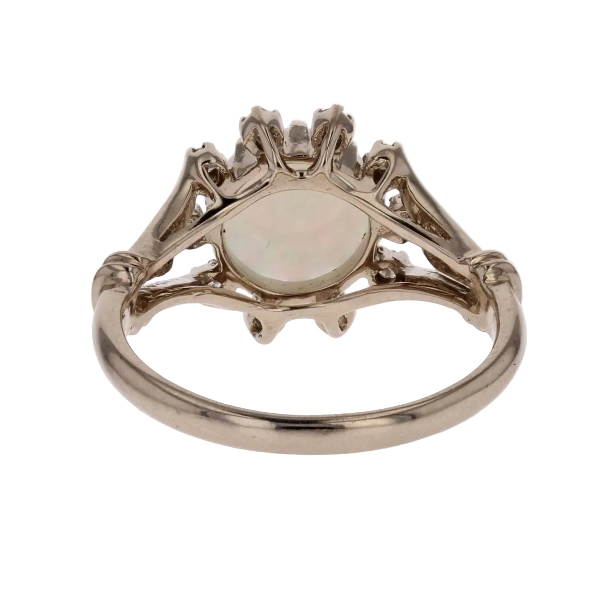 Bague opale ronde diamants or blanc - Castafiore