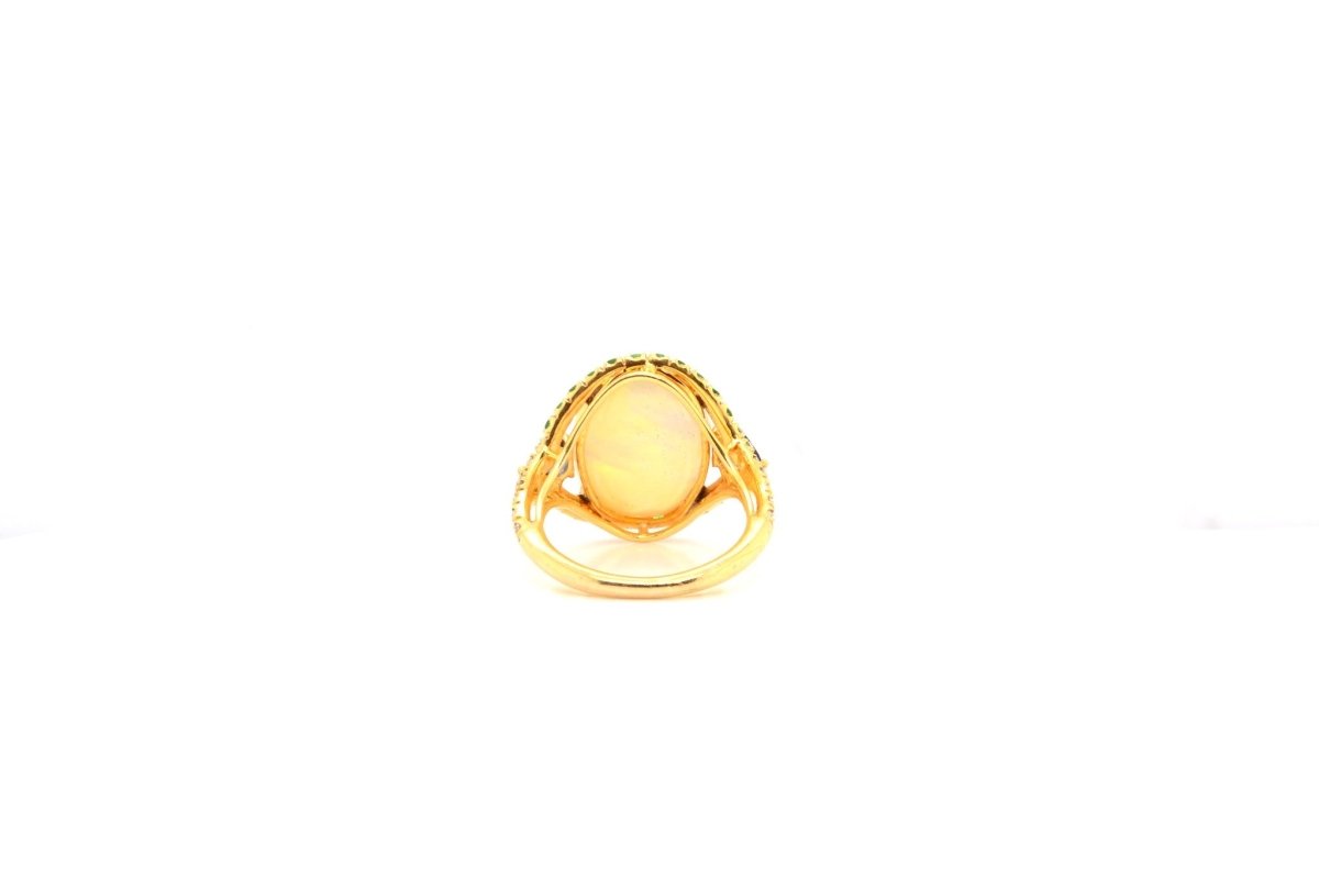 Bague opale, saphirs et diamants en or - Castafiore