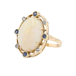 Bague Opale saphirs et diamants en or jaune - Castafiore