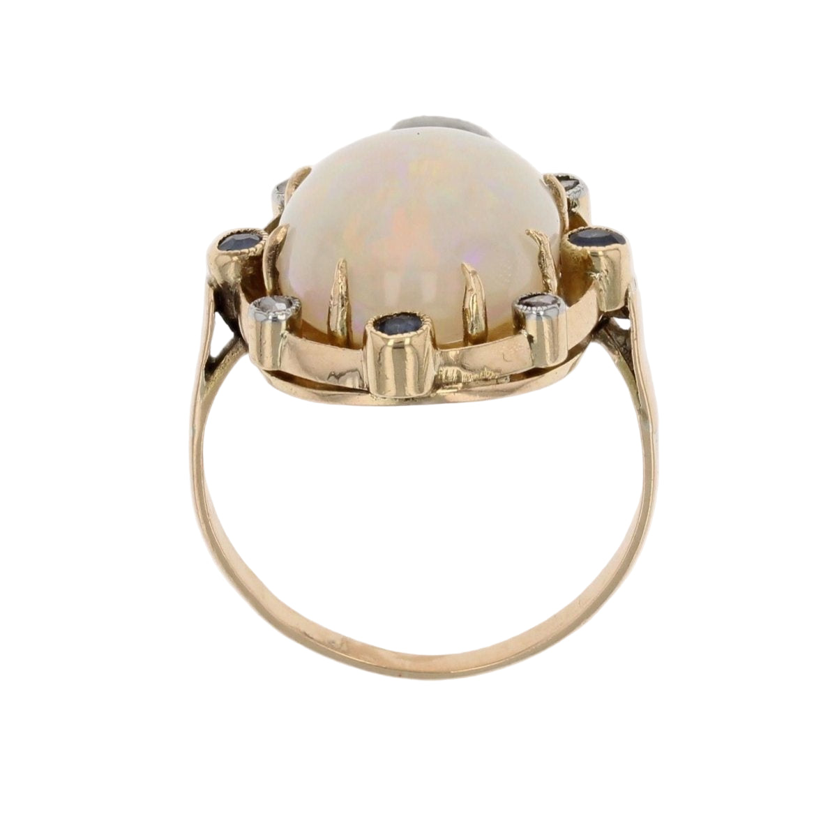 Bague Opale saphirs et diamants en or jaune - Castafiore