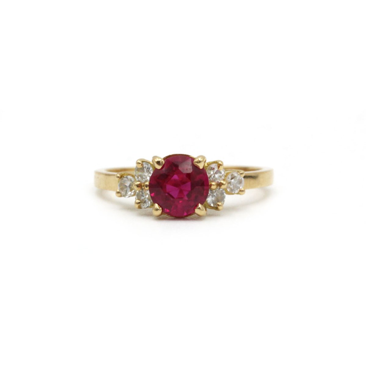 Bague Or 750‰, rubis synthétique et diamants - Castafiore