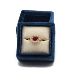 Bague Or 750‰, rubis synthétique et diamants - Castafiore