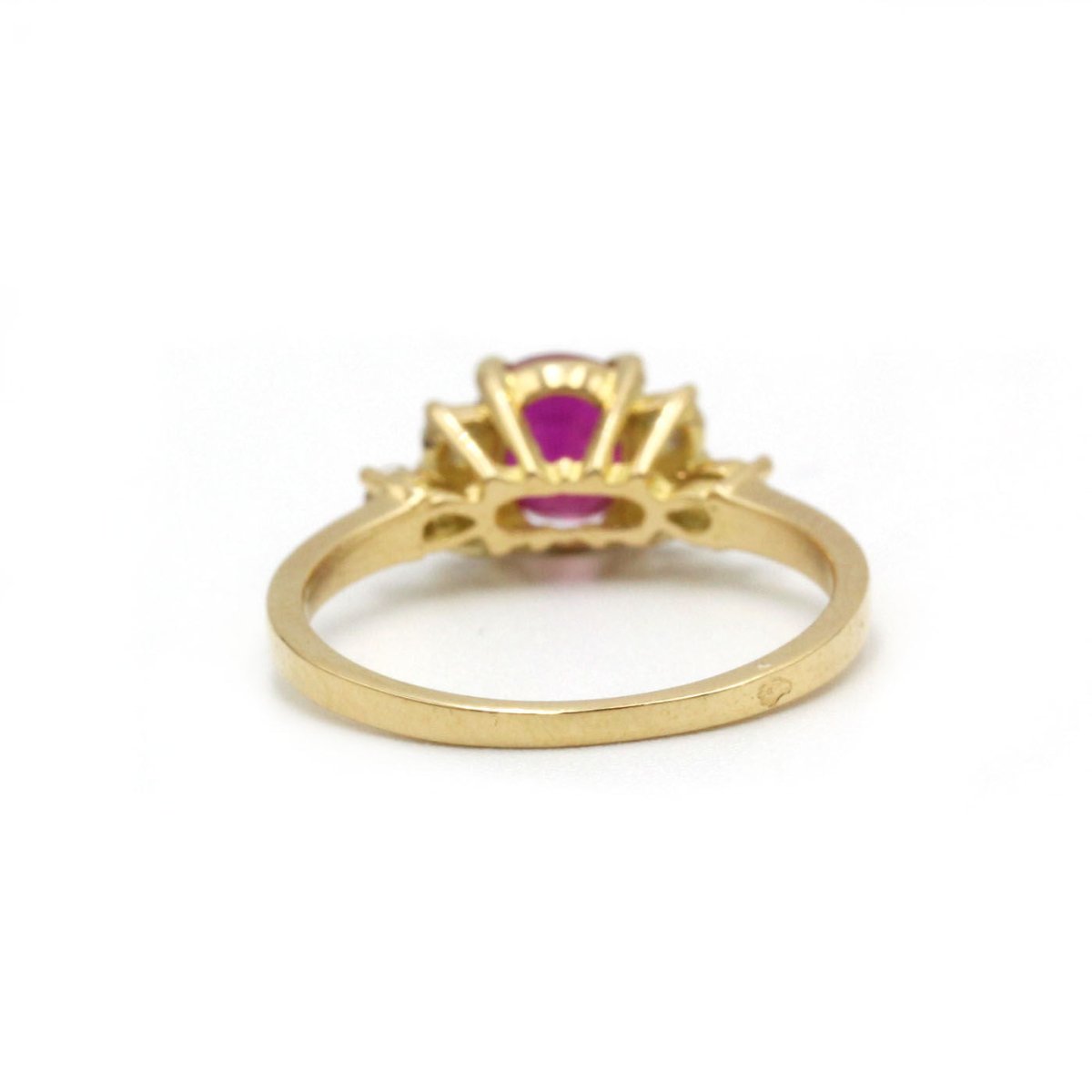 Bague Or 750‰, rubis synthétique et diamants - Castafiore