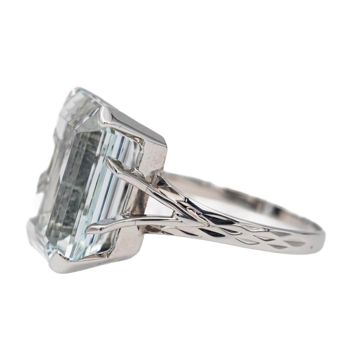 Bague Or blanc Aigue Marine - Castafiore