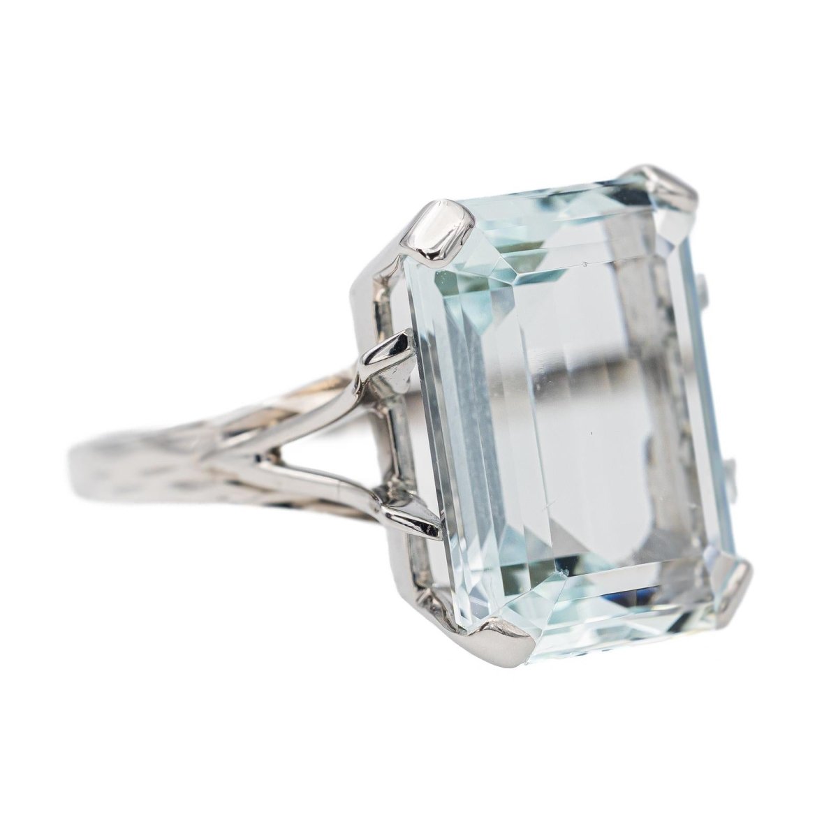 Bague Or blanc Aigue Marine - Castafiore