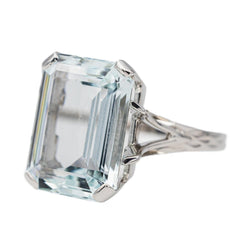 Bague Or blanc Aigue Marine - Castafiore