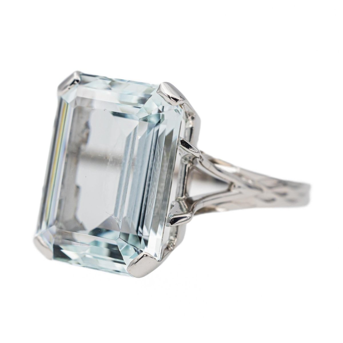 Bague Or blanc Aigue Marine - Castafiore