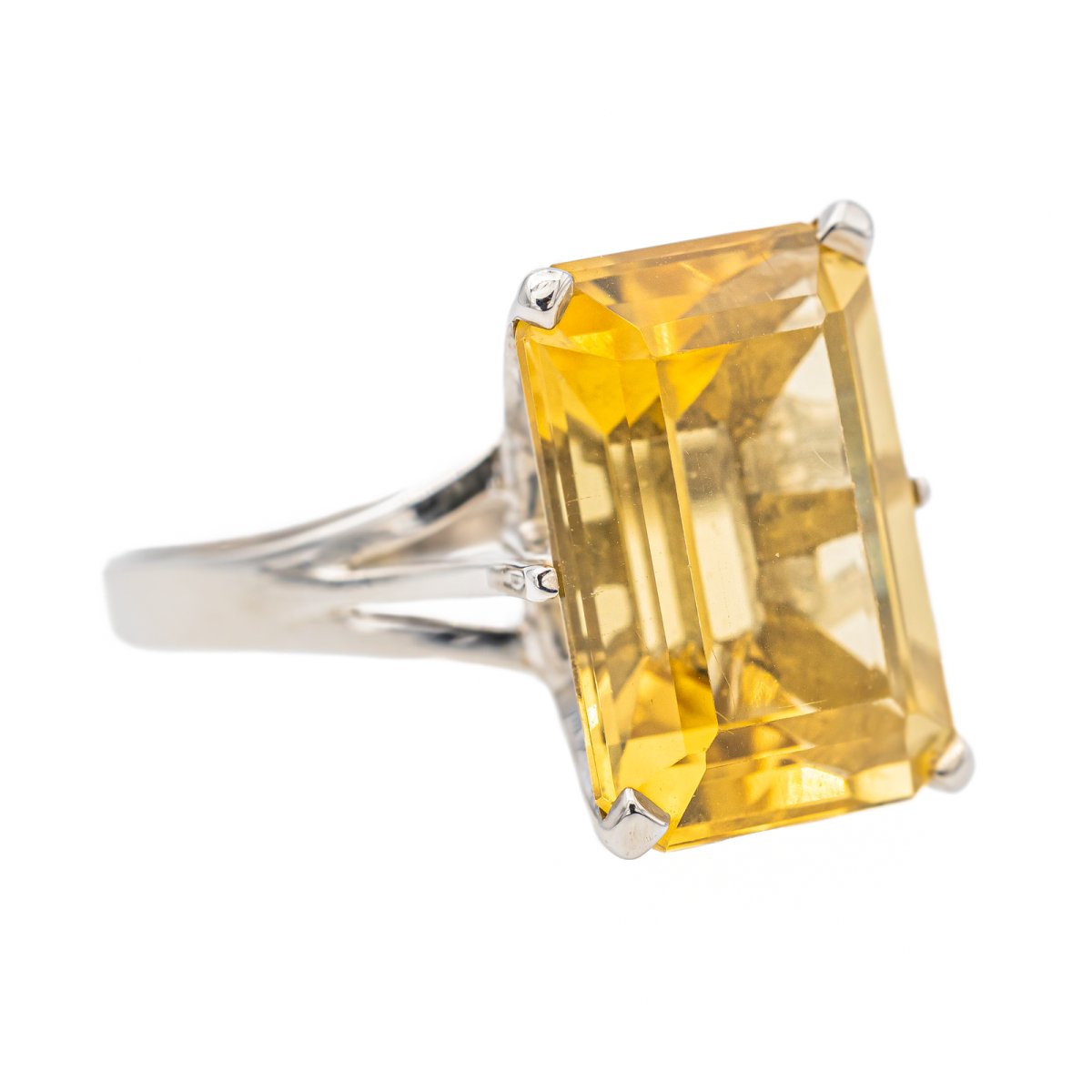 Bague Or blanc Citrine - Castafiore