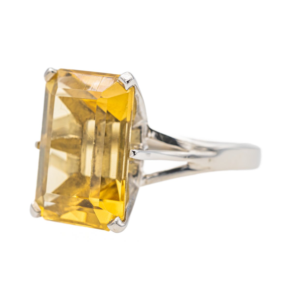 Bague Or blanc Citrine - Castafiore