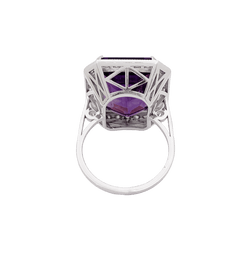 Bague or blanc, diamants, améthyste. - Castafiore