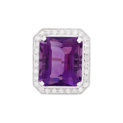 Bague or blanc, diamants, améthyste. - Castafiore