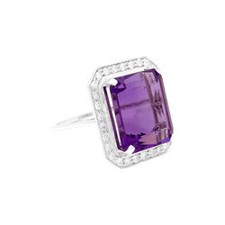 Bague or blanc, diamants, améthyste. - Castafiore