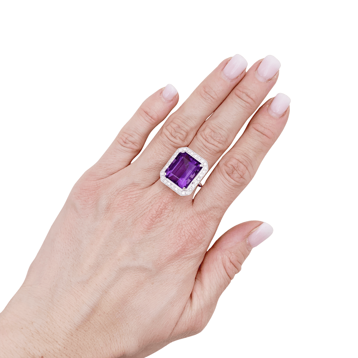 Bague or blanc, diamants, améthyste. - Castafiore