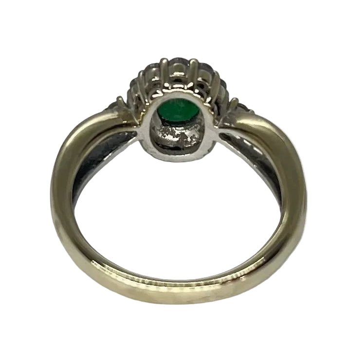 Bague or blanc emeraude 0,30 ct et diamants 1 ct - Castafiore