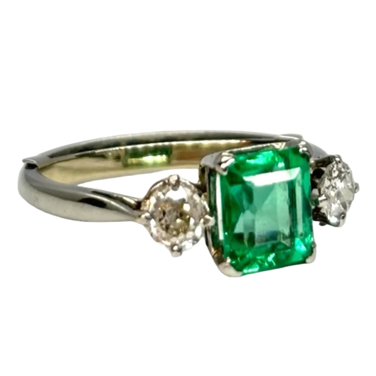 Bague or blanc, émeraude, et diamants - Castafiore