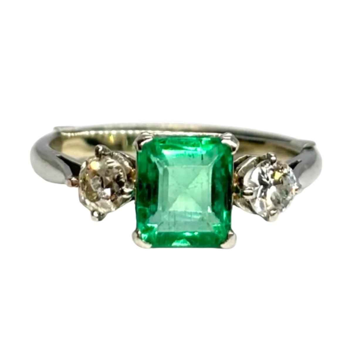 Bague or blanc, émeraude, et diamants - Castafiore