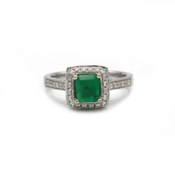 Bague - Or blanc, Emeraude et Diamants - Castafiore