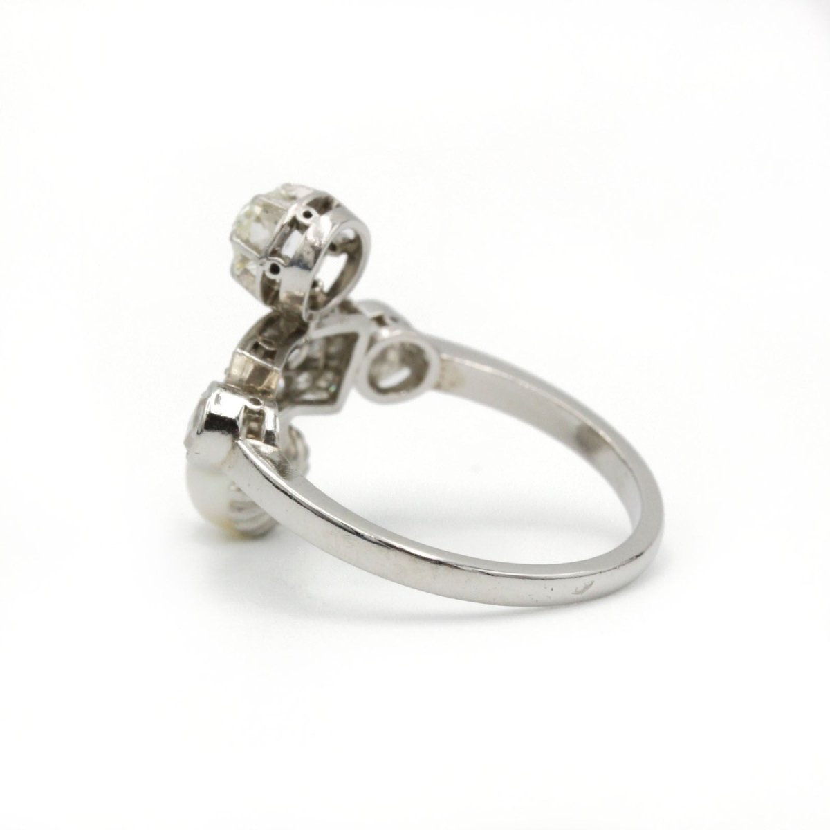 Bague - Or blanc, perles et diamants - Castafiore