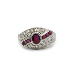 Bague - Or blanc, rubis et diamants - Castafiore