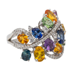 Bague Or blanc Saphir - Castafiore