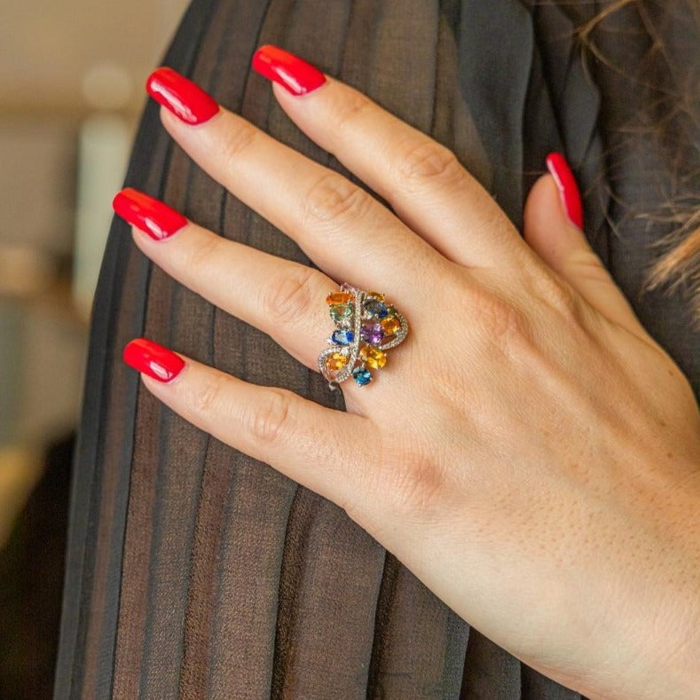 Bague Or blanc Saphir - Castafiore