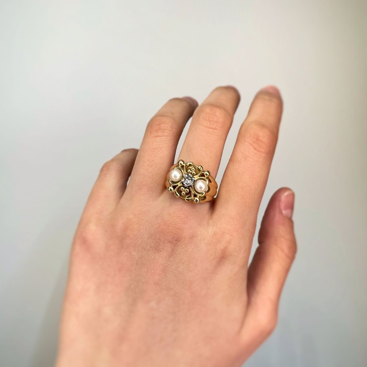 Bague - Or, Diamant & Perles - Castafiore