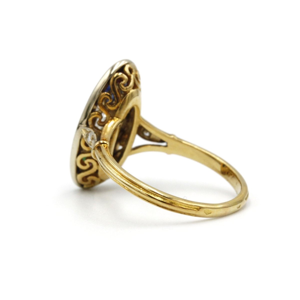 Bague - Or, diamants, émeraudes, saphirs et rubis. - Castafiore