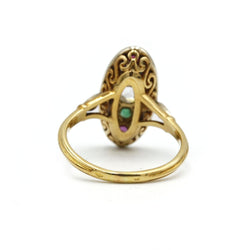 Bague - Or, diamants, émeraudes, saphirs et rubis. - Castafiore