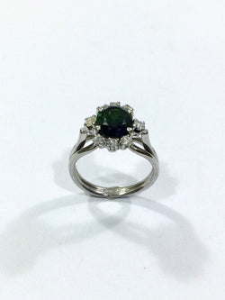 Bague Or, Diamants Et Pierre Verte Synthétique - Castafiore