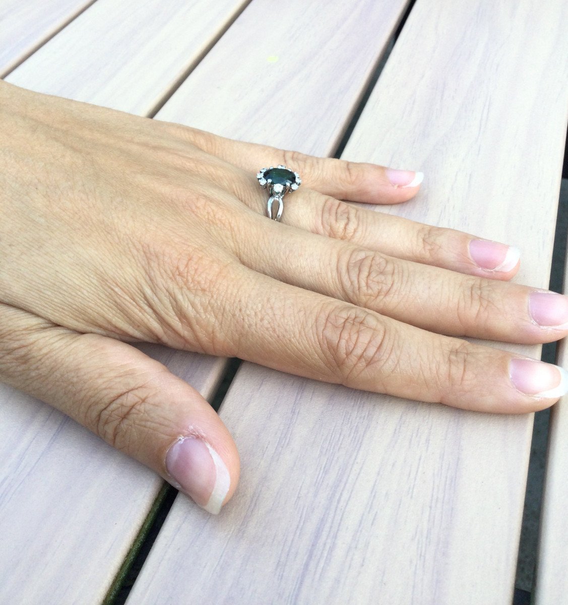 Bague Or, Diamants Et Pierre Verte Synthétique - Castafiore