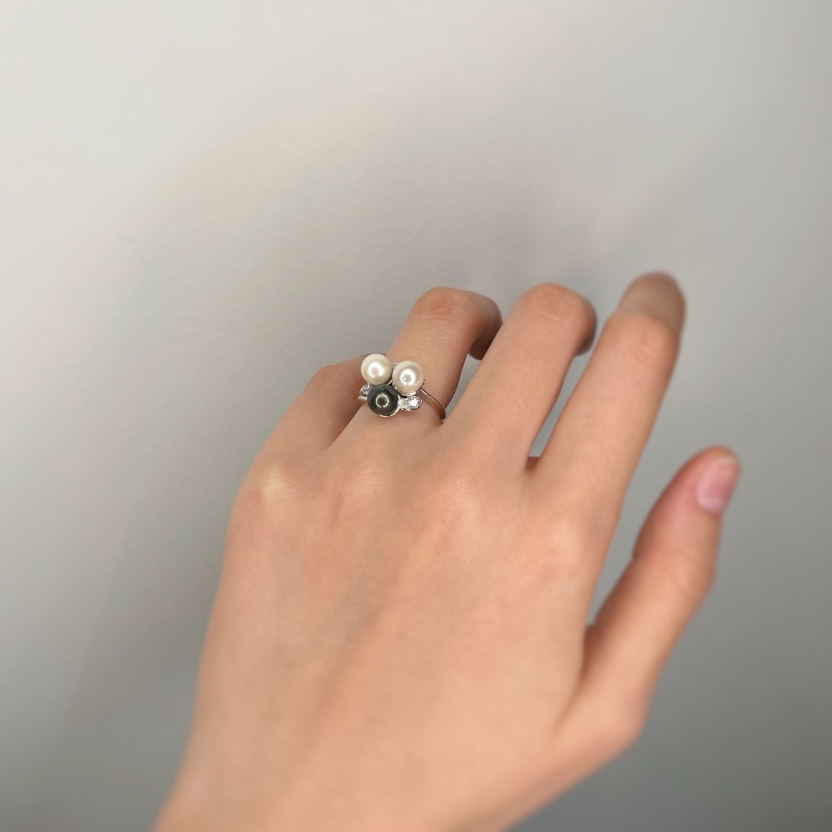 Bague - Or, diamants & perles