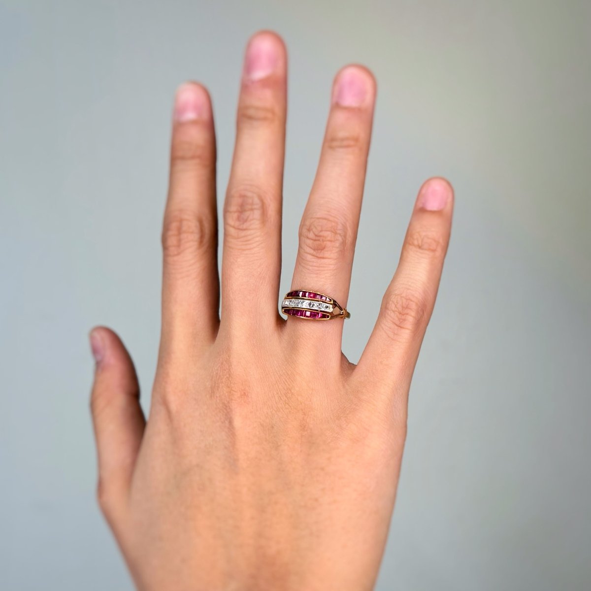 Bague - Or, Diamants & Rubis - Castafiore