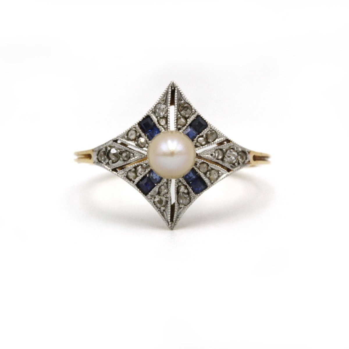 Bague - Or, Diamants, Saphirs & Perle - Castafiore