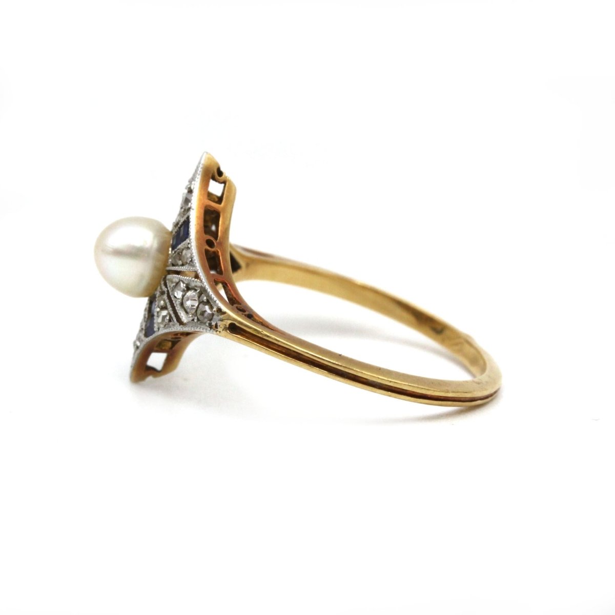 Bague - Or, Diamants, Saphirs & Perle - Castafiore