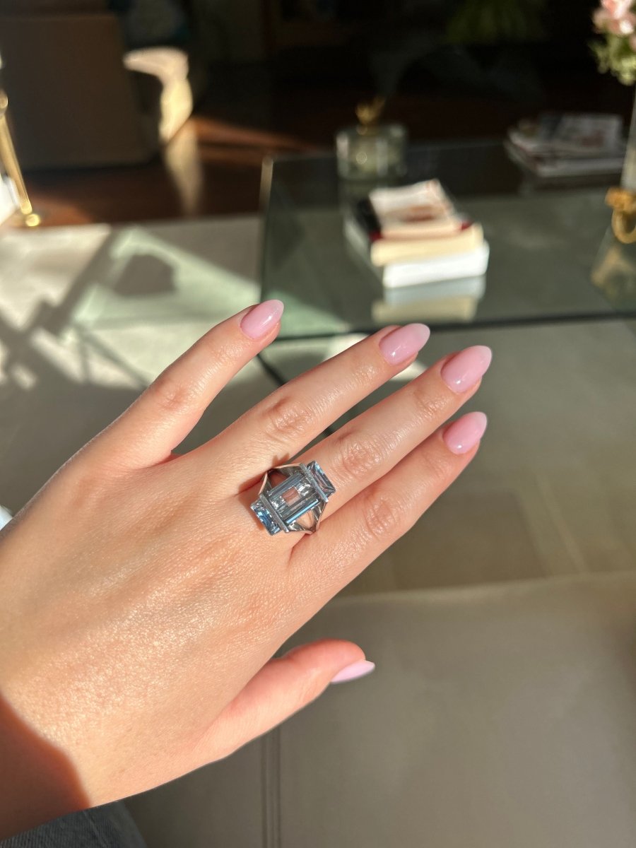 Bague - Or et Aigue - Marine - Castafiore