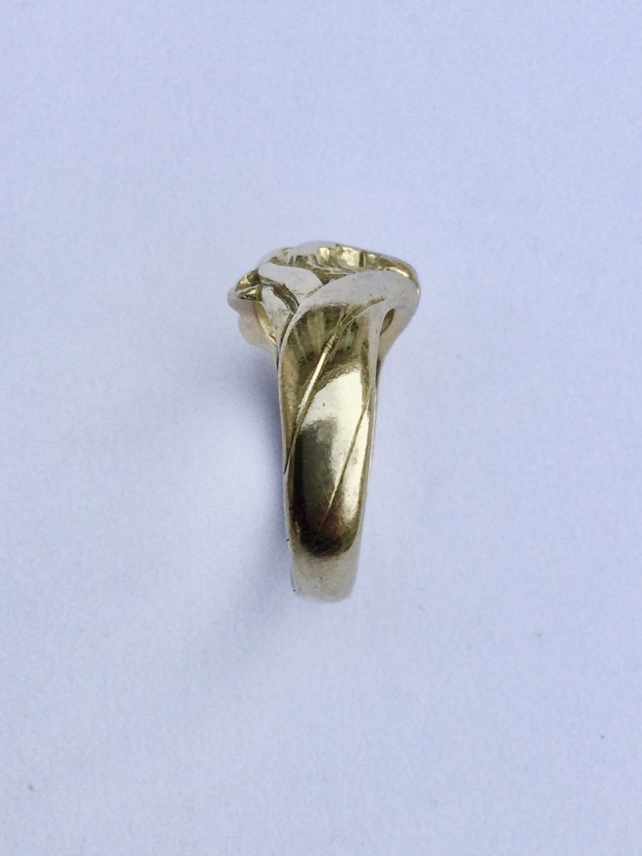 Bague Or Et Diamant Tête De Lion - Castafiore