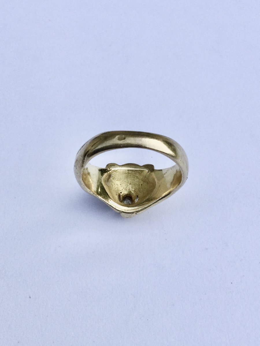 Bague Or Et Diamant Tête De Lion - Castafiore