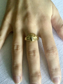 Bague Or Et Diamant Tête De Lion - Castafiore