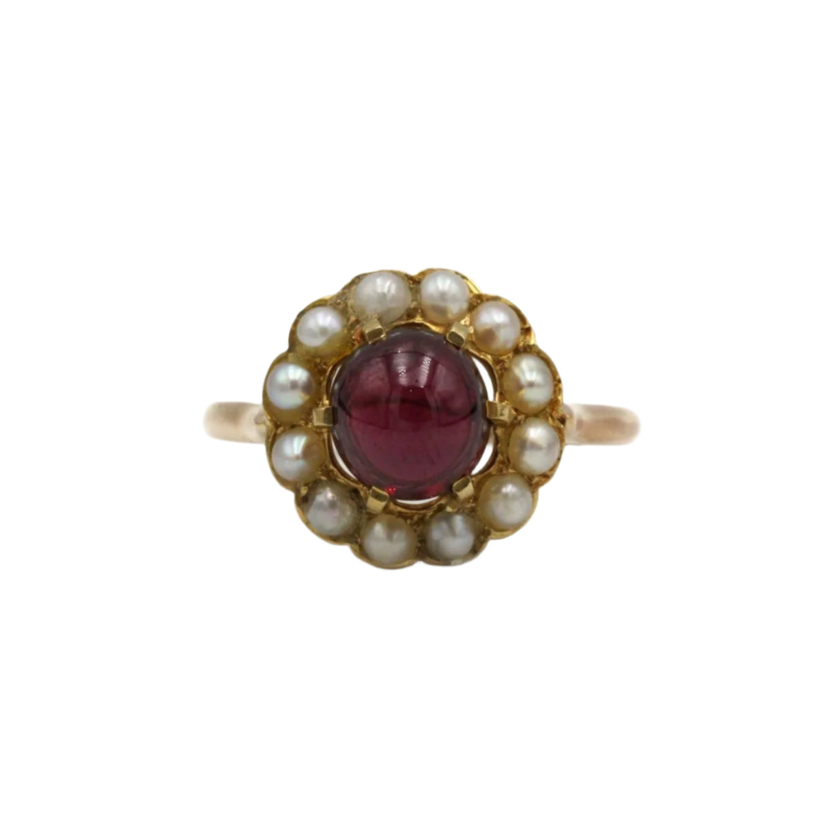 Bague - Or, grenat et perles - Castafiore