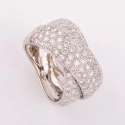 Bague or gris croisée entièrement pavée de diamant - Castafiore