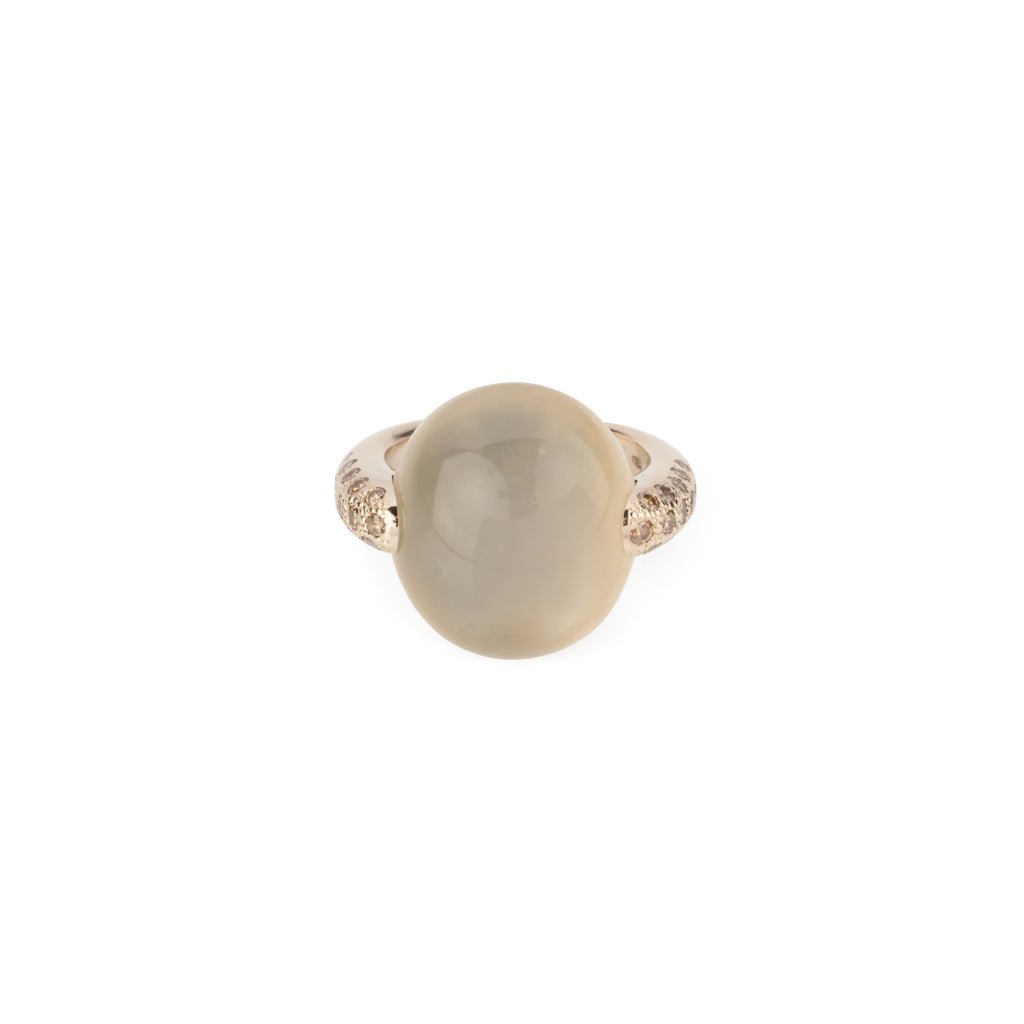 Bague or gris modèle Luna de la maison Pomellato en calcédoine et diamant. - Castafiore
