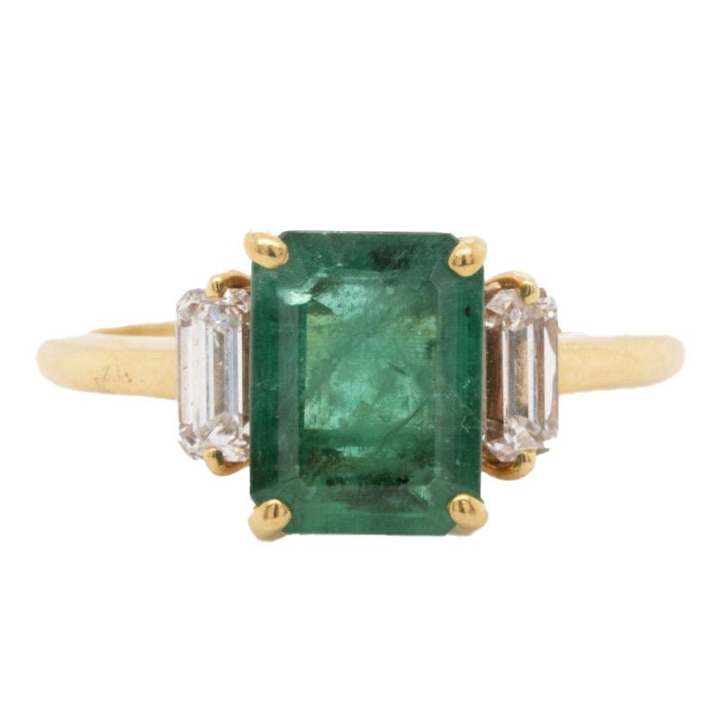 Bague or jaune Ã©meraude diamants - Castafiore