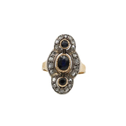 Bague - Or jaune, argent, saphirs et diamants - Castafiore